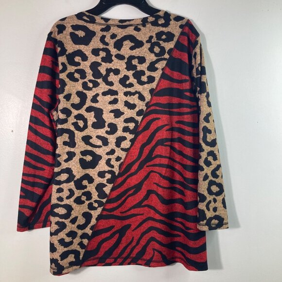 Womens Ali Miles Animal Print Top Sweater Sweatshirt S Leopard Zebra - Picture 2 of 8